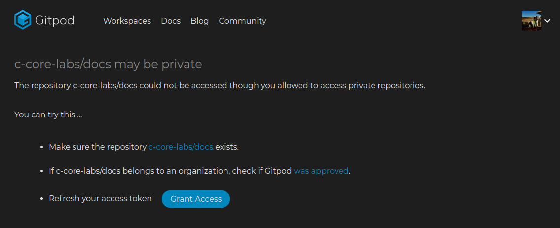 Gitpod grant access