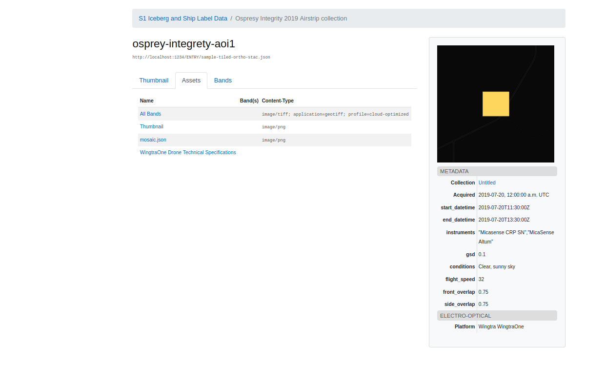 STAC Assets for RPA imagery